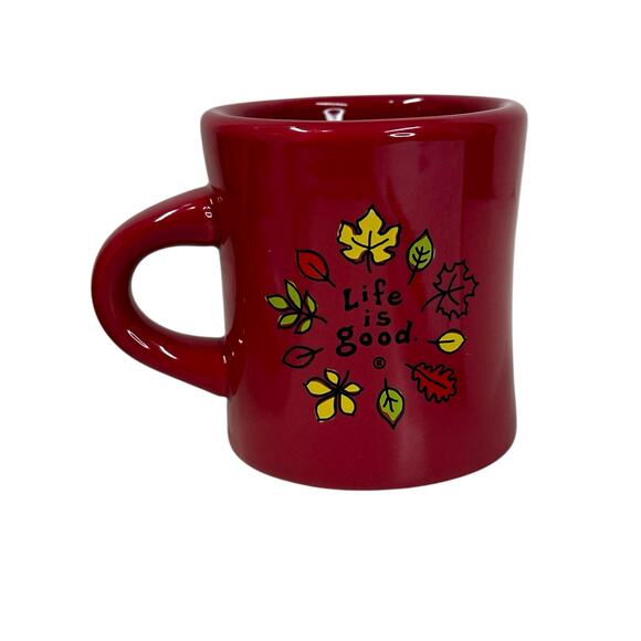 Life is Good Coffee Tea Cup Mug Fall Leaves Autumn Red Home Ceramic EUC‎ - Picture 1 of 4